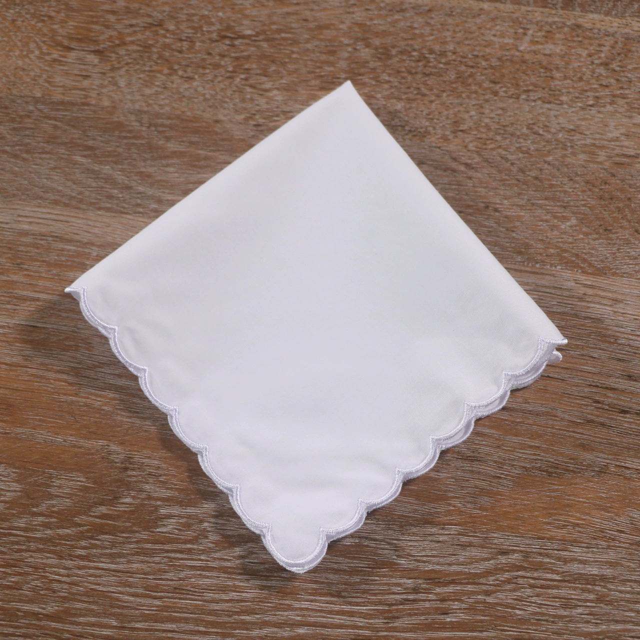 [C015 Lace Handkerchiefs 婚礼圣诞12“x12"白色纯棉绣扇贝边手帕]