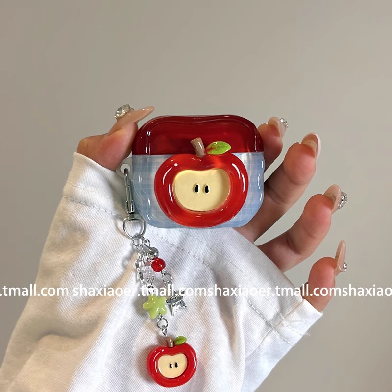 Ins Style Crystal Apple Suitable for Airpodspro2 Protective Cover New 4Th Generation Airpods3 Headphone Cover Shell