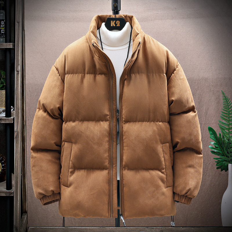 Men's Clothing cotton clothing men's trendy brand cotton jacket winter simple hem drawstring design suede_voghion.com