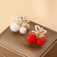 韩版新款猫眼石樱桃发夹抓夹女可爱刘海夹顶夹小巧发饰发抓发饰品