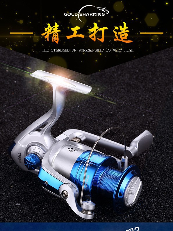 La fábrica de King Shark suministra directamente la rueda giratoria de cabeza de plástico TT, rueda de hilo de pescado, balancín plegable, rueda de pesca de metal