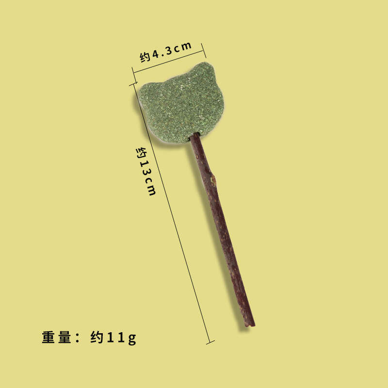 Fábrica en stock nuevo tipo de goma de menta para gatos limpiadores de dientes molares de madera de polilla de madera plumas de menta para gatos suministros de auto-hi