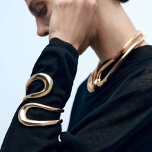 ZA春秋款创意几何设计金属项链手镯 时尚冷淡风个性嘻哈简约项饰