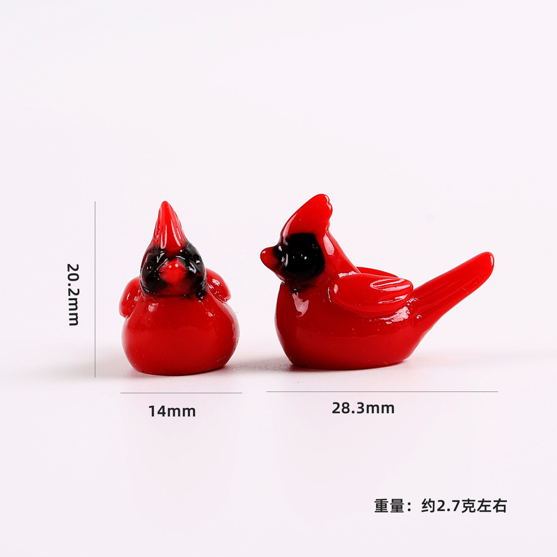 苔マイクロ風景装飾品クリエイティブジュエリー樹脂工芸品漫画シミュレーションアフリカの赤い鳥ミニチュア動物アクセサリー|undefined