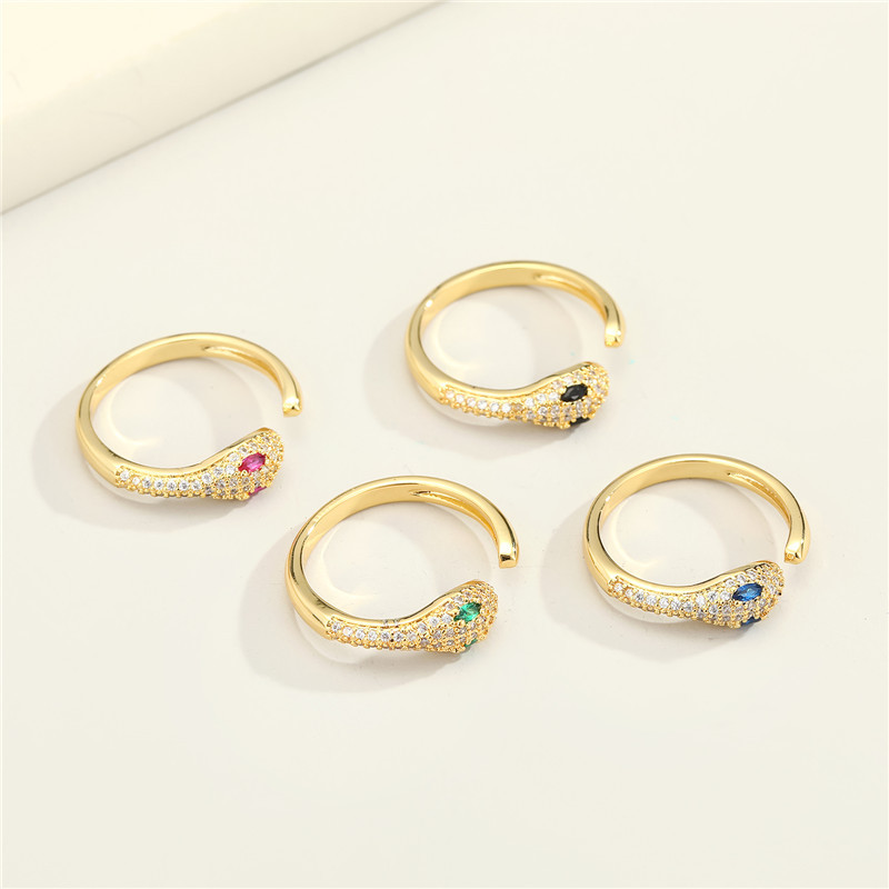 New Fashion Copper Micro-inlaid Zircon Snake Ring display picture 3