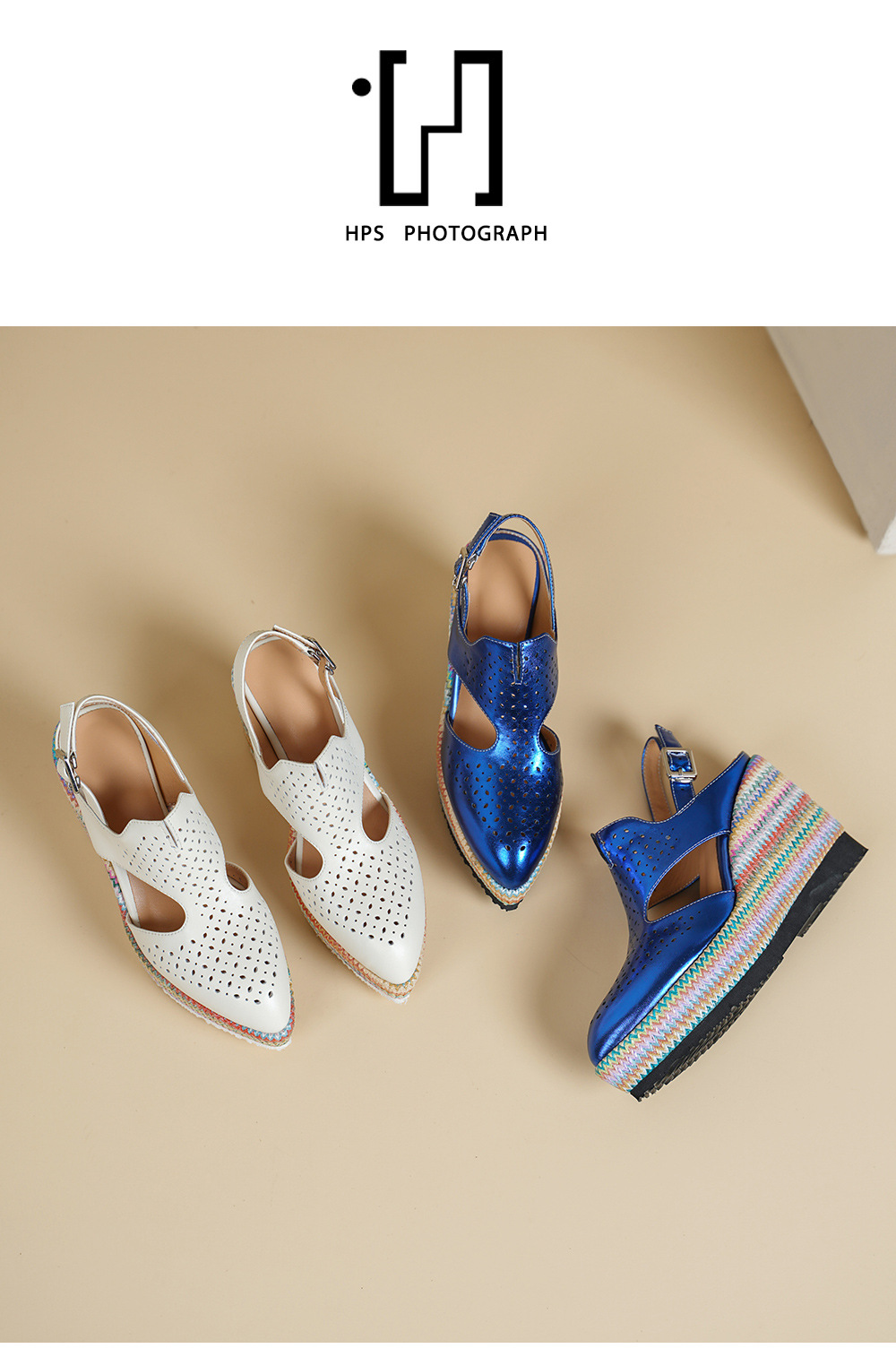Sandal cao gót nữ mũi kín đế xuồng 10 cm phong cách La Mã — xanh lam, màu mơ chi tiết 11