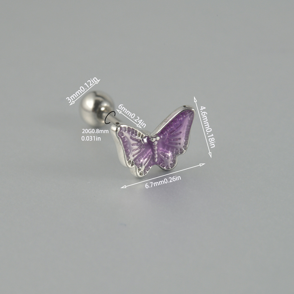 1 Piece Sweet Butterfly Enamel Stainless Steel Plastic Ear Studs display picture 4