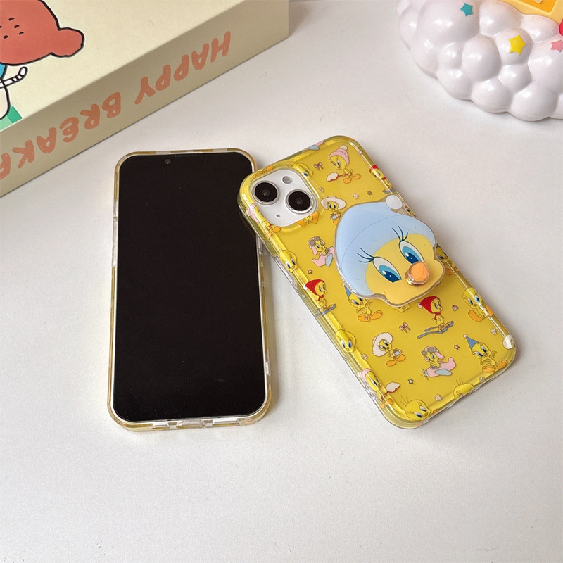 Dibujos animados lindos japoneses y coreanos pantalla completa patito amarillo adecuado para Apple 15/16promax creativo 14pro celebridad de Internet 15/16p