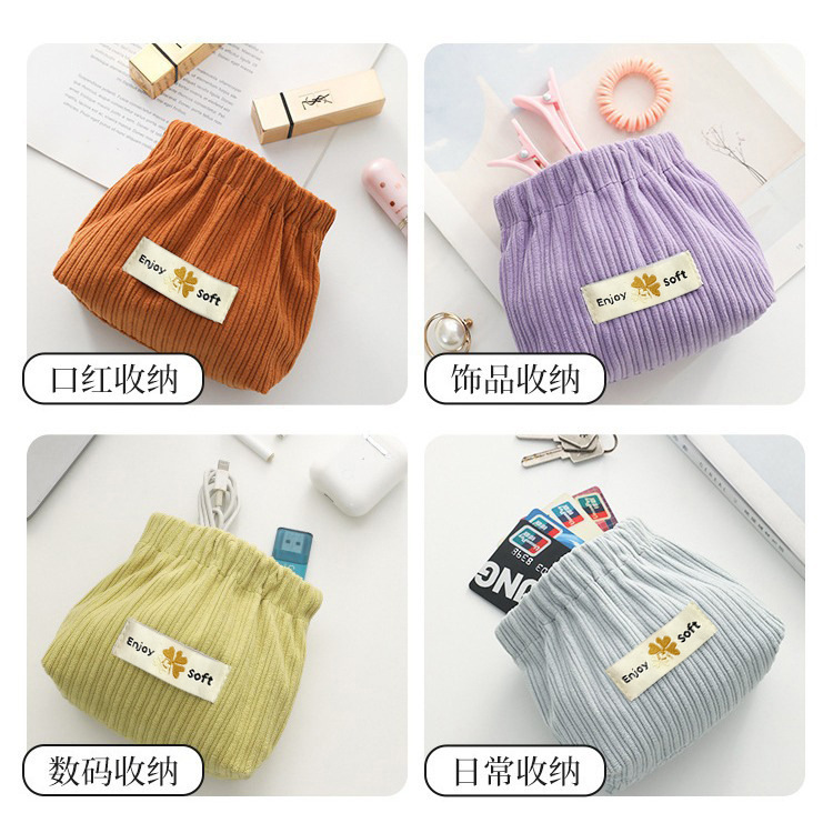 La metralla lápiz labial bolsa de pana portátil de almacenamiento pequeña bolsa de gran capacidad portátil simple bolsa de cosméticos creativos