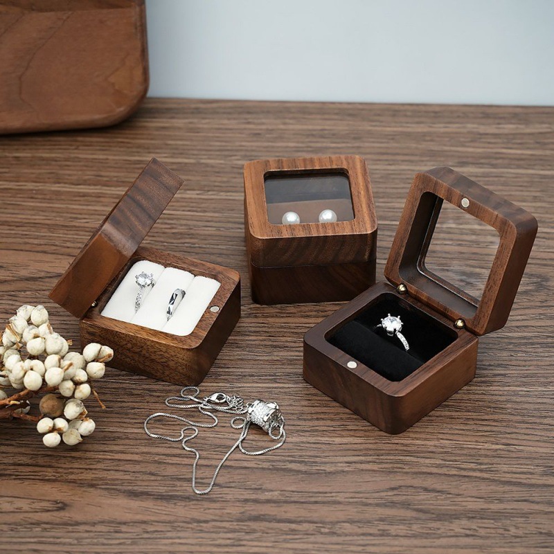 实木戒指盒木质轻奢复古新款首饰盒木盒耳环盒首饰盒代发速卖通