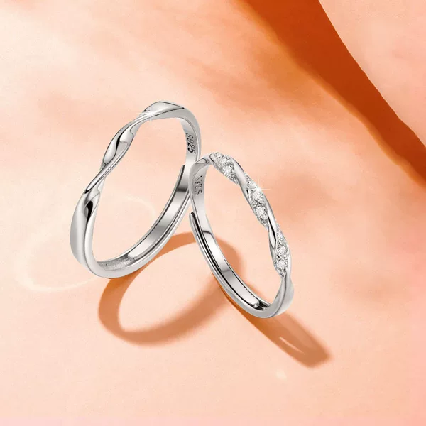 Mobius Couple Rings for Men and Women, Niche Design, High-End Japanese and Korean Style, Simple and Elegant Open-Ended Rings