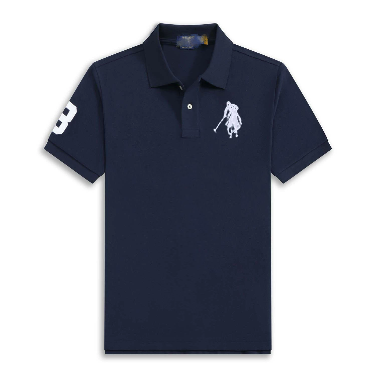 Летний классический цветной хлопковый polo с высоким воротником, оверсайз, с вышивкой