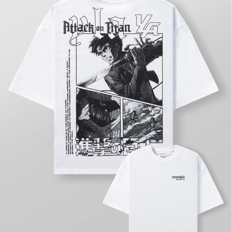 Youngla Alliance Attack on Titan Men's Oversized T-Shirt Jogger Sports Fitness Pure Cotton Short Sleeves