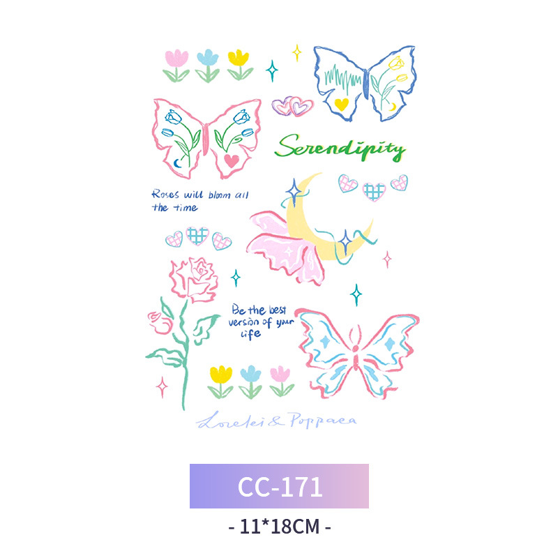 Transfronterizo en stock al por mayor de halloween colorido mariposa tatuaje pegatinas simulación sangrienta cicatriz pegatinas divertidas pegatinas impermeables