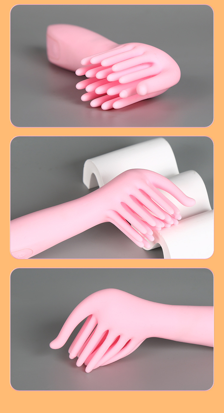Touch-Vibrating Wand Massager, Silicone Body, Button Control, Pink — detail image 28
