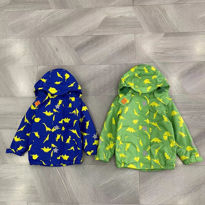 Original foreign trade outdoor jacket for men, women, and children, with taped seams and fleece lining, dinosaur-themed windproof and waterproof thick coat Original foreign trade outdoor jacket for men, women, and children, with taped seams and fleece lining, dinosaur-themed windproof and waterproof thick coat