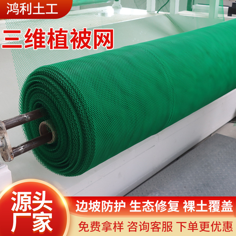 护坡三维植被网EM3植草加筋hdpe三维土工网垫护坡绿色三维植被网|undefined