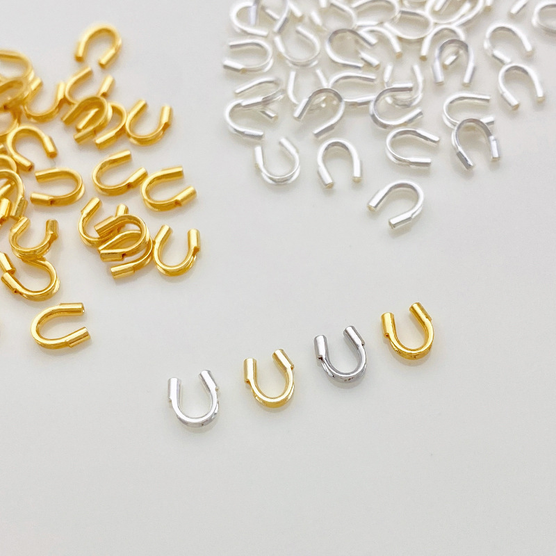 14K Gold-Plated Color-Preserving High-Quality Horseshoe Buckle U-Shaped Wire Protector DIY Bracelet Beading Steel Wire End Clasp Accessories 14K Gold-Plated Color-Preserving High-Quality Horseshoe Buckle U-Shaped Wire Protector DIY Bracelet Beading Steel Wire End Clasp Accessories