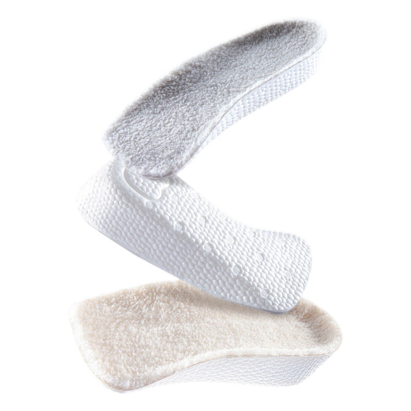 Siete puntos de altura interior aumento de la plantilla arco invisible media almohadilla engrosada forrada de lana caliente Martin botas zapatilla de deporte no cansado pies de invierno
