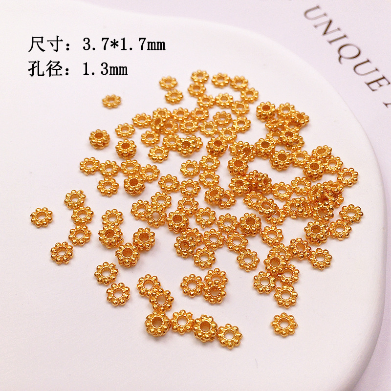 S925 Silver Gold-Plated Small Spacer Beads, Loose Beads, Accessories for Bracelets, Necklaces, String Decorations, DIY Handmade