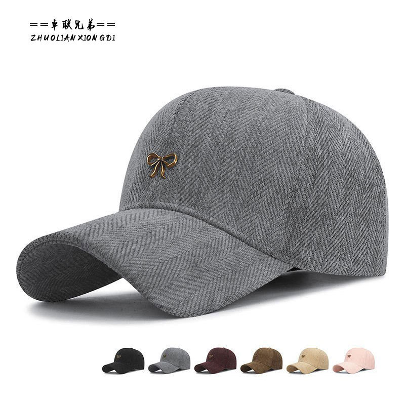 Korean-Style Trendy Metal Bow Baseball Cap for Women, Fashionable, Elegant, Versatile, Sun-Shading, Hard-Brimmed, Face-Slimming Duckbill Cap Korean-Style Trendy Metal Bow Baseball Cap for Women, Fashionable, Elegant, Versatile, Sun-Shading, Hard-Brimmed, Face-Slimming Duckbill Cap