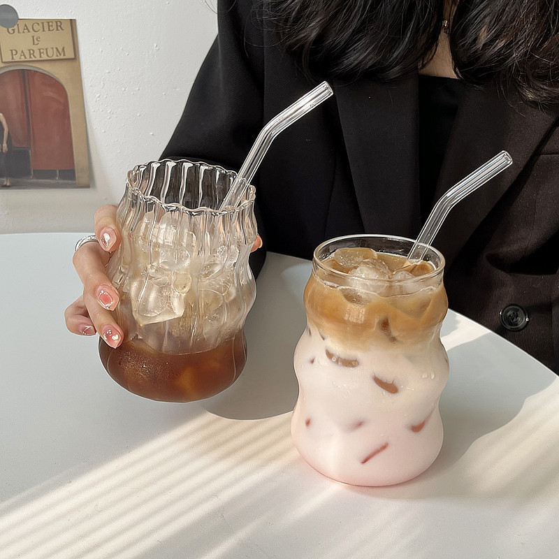 ぽっちゃり波状雲コーヒー高ホウ素ガラスカップイン家庭用女の子高見え飲料冷水ミルクティーカップ|undefined