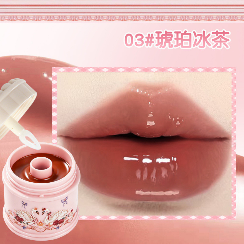 DHDH esmalte labial de vidrio, agua, espejo, esmalte labial, esmalte labial, cosméticos transfronterizos.