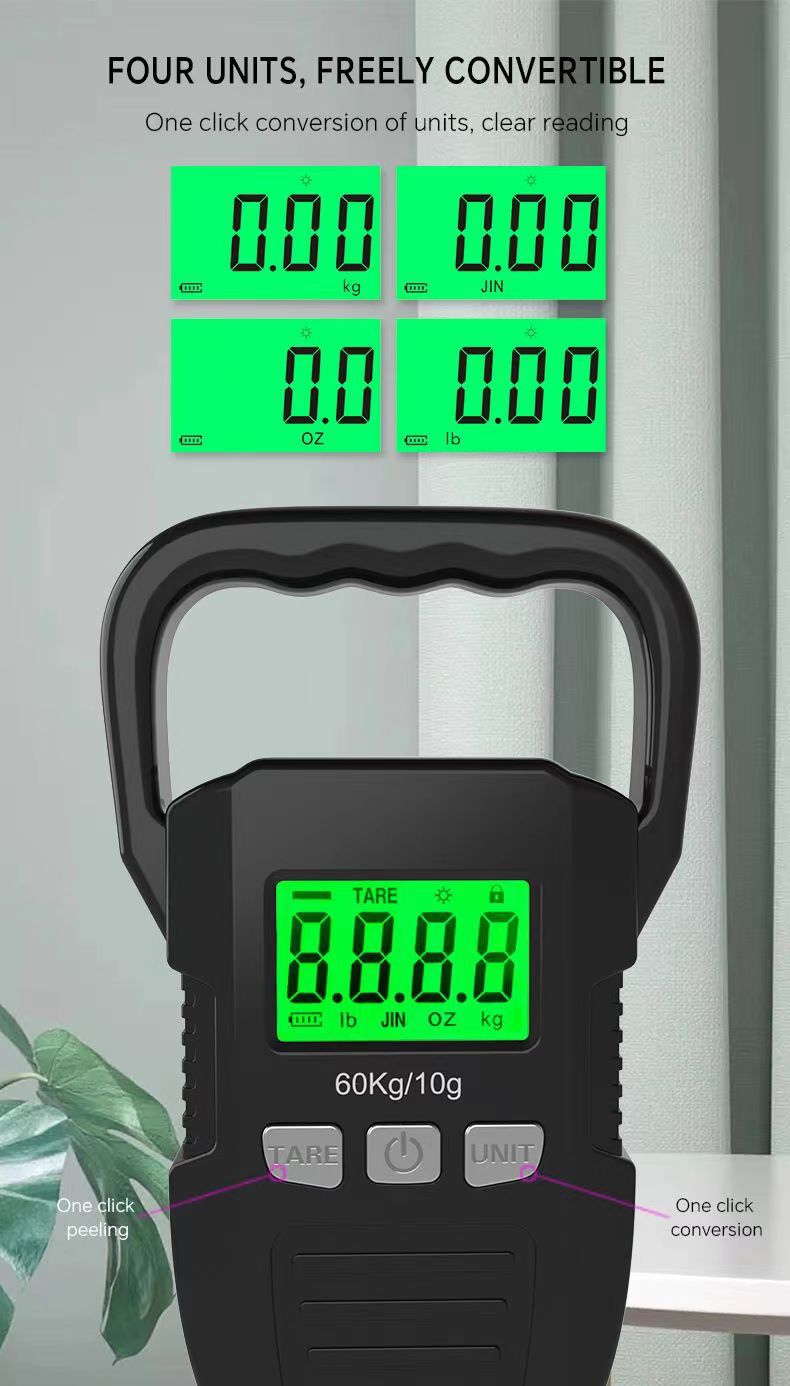 2023 nueva escala portátil A33 escala de equipaje escala expreso escala de pesca 60 kg escala electrónica recargable
