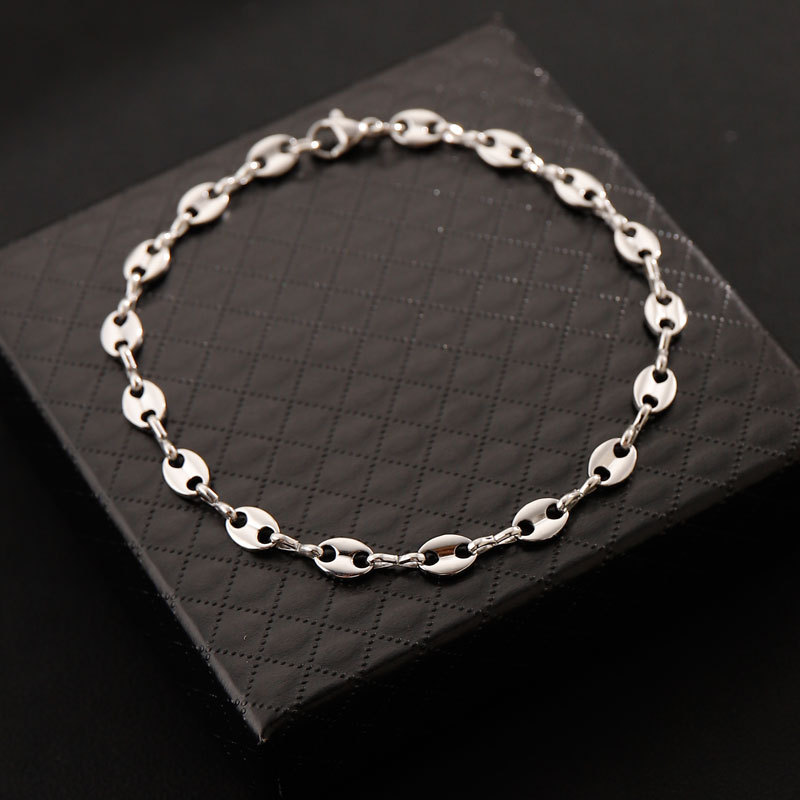 Herrhalsband i rostfritt stål med kaffebönskedja_voghion.com