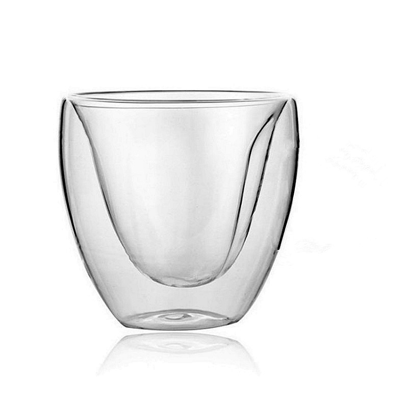 El nuevo vaso creativo de doble capa en forma de corazón se puede imprimir con un logotipo. Taza de agua con aislamiento térmico. Taza de corazón de melocotón. Taza de café de vidrio.