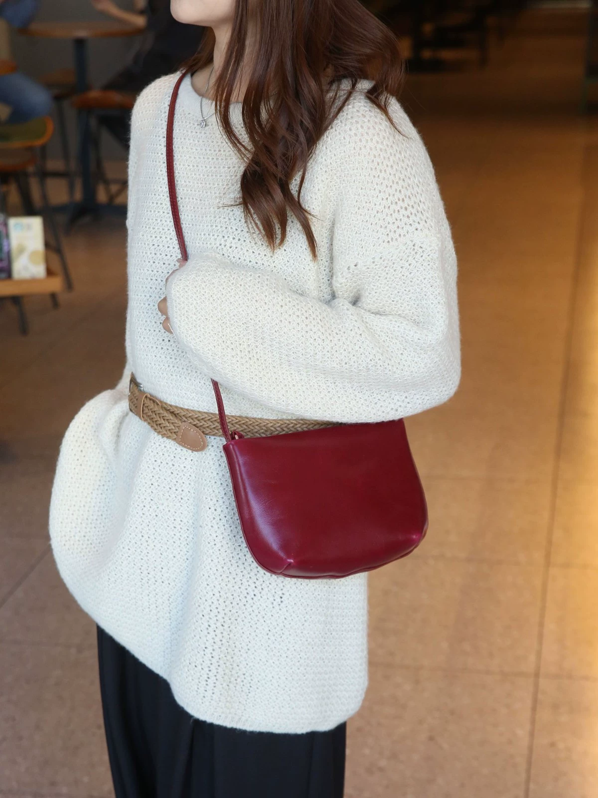 Small hand loop bag, one-shoulder bag, small bag, genuine leather