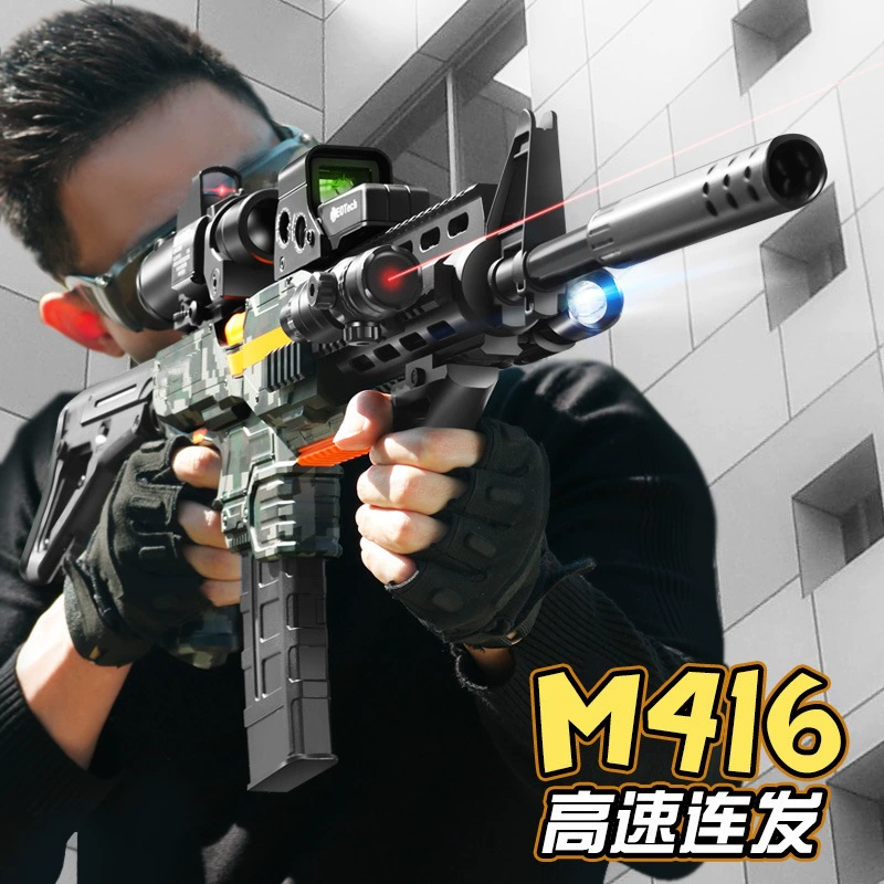 Electric soft‑bullet rifle toy, realistic automatic shooting, camo variants, e‑commerce box