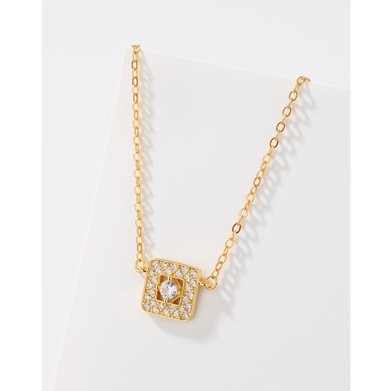 S925 plata esterlina diamante cubo azúcar collar de las mujeres todo-fósforo de lujo nicho clavícula cadena collar de alto grado regalo del Día de San Valentín