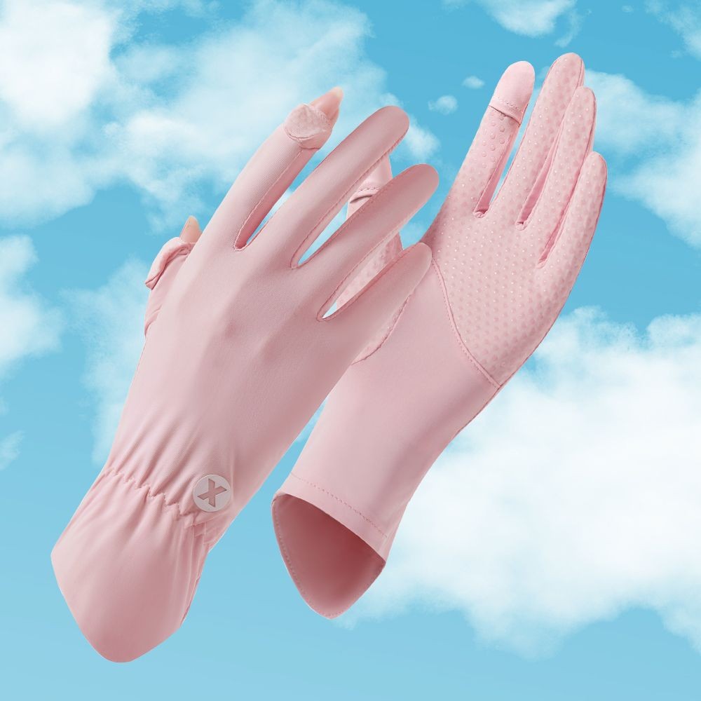 Verano hielo seda protección solar guantes de mujer conducción al aire libre montar antideslizante pantalla táctil Flip elástico transpirable largo dedo Delgado