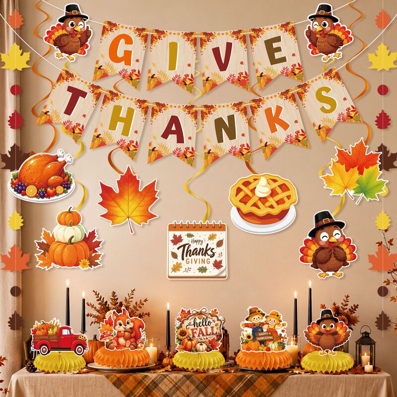 Cross-Border Thanksgiving Party Decorations, Autumn Festival Party Banners, Maple Leaf Garland Set Supplies, Venue Setup Cross-Border Thanksgiving Party Decorations, Autumn Festival Party Banners, Maple Leaf Garland Set Supplies, Venue Setup
