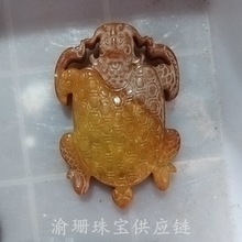 岫玉做旧仿古件蜜蜡色乌龟摆件雕刻件饰品摆件工艺品玉器厂家批发