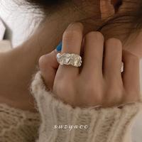 Fold opening retro light luxury personality Thai silver copper ring female ins in a cold wind niche design