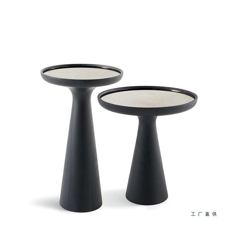 现货天然大理石台面圆茶几设计款客厅小圆边几圆形床头柜绢花通用