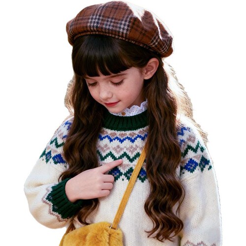 AliExpress foreign trade children's wigs, European and American girls, Qi Liu Hai, wavy hair, chemical fiber full headgear, cross-border wholesale