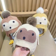 婴儿帽子秋冬季宝宝男女童可爱卡通毛线帽婴幼儿针织保暖护耳帽