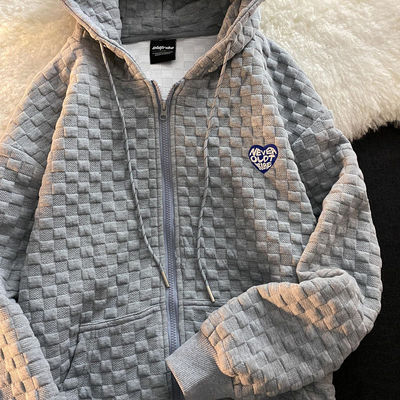 Nueva Sudadera Waffle de Otoño 2026 para Mujer, Estilo Coreano, Delgada, con Capucha y Cremallera, Chaqueta para Mujer, Venta al por Mayor