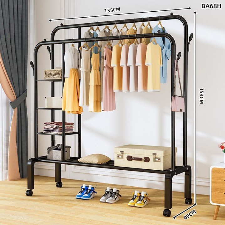 135 블랙 [양극삼면망] 이중걸이옷