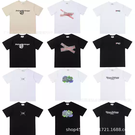Cross-Border Margiela Pure Cotton Double Yarn Men's Short-Sleeved High-Quality Ready-Made Mm6 Men's and Women's Couple's Same Style T-Shirt