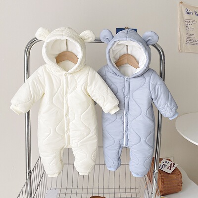 men and women baby one-piece garment thickening Plush Newborn Climbing clothes go out keep warm baby clothes animal modelling Autumn and winter