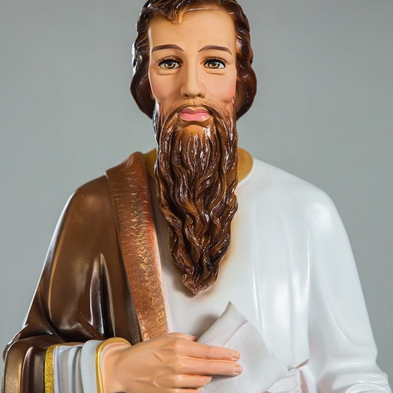 120cm St. Paul Ornamiento Mirado Estatuas de vidrio FRP Decoración de la iglesia