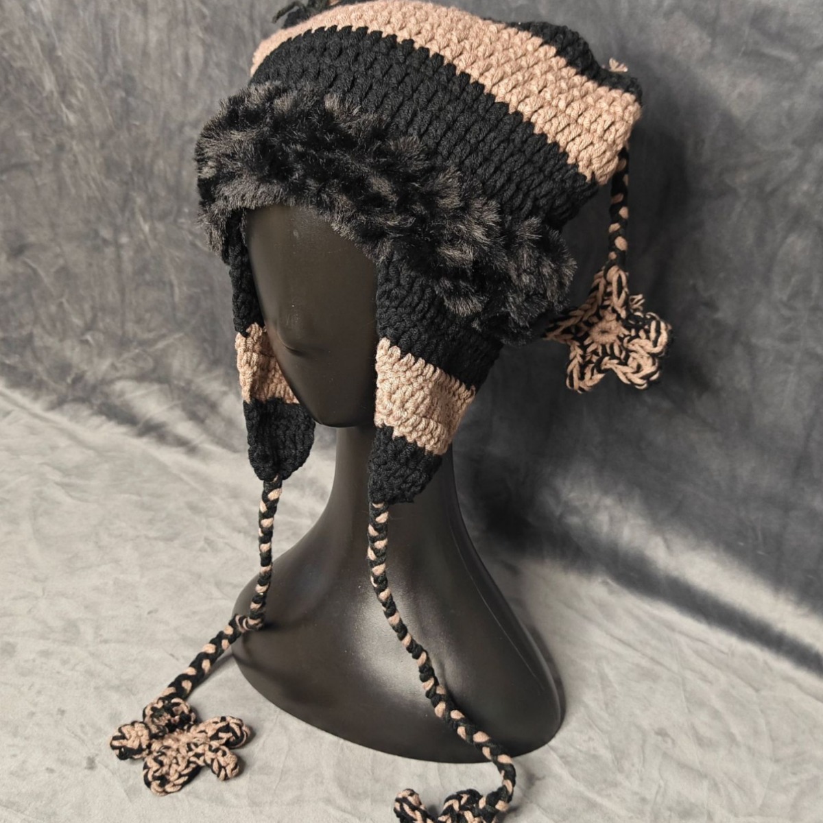 Manufacturer Wholesale Little Devil Striped Hand-Knitted Cross-Border Xiaohongshu Same Cat Ear Star Hat Japanese Simple_voghion.com