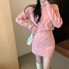 2026秋冬毛衣女套装气质百搭针织衫上衣包臀半身裙连衣裙女