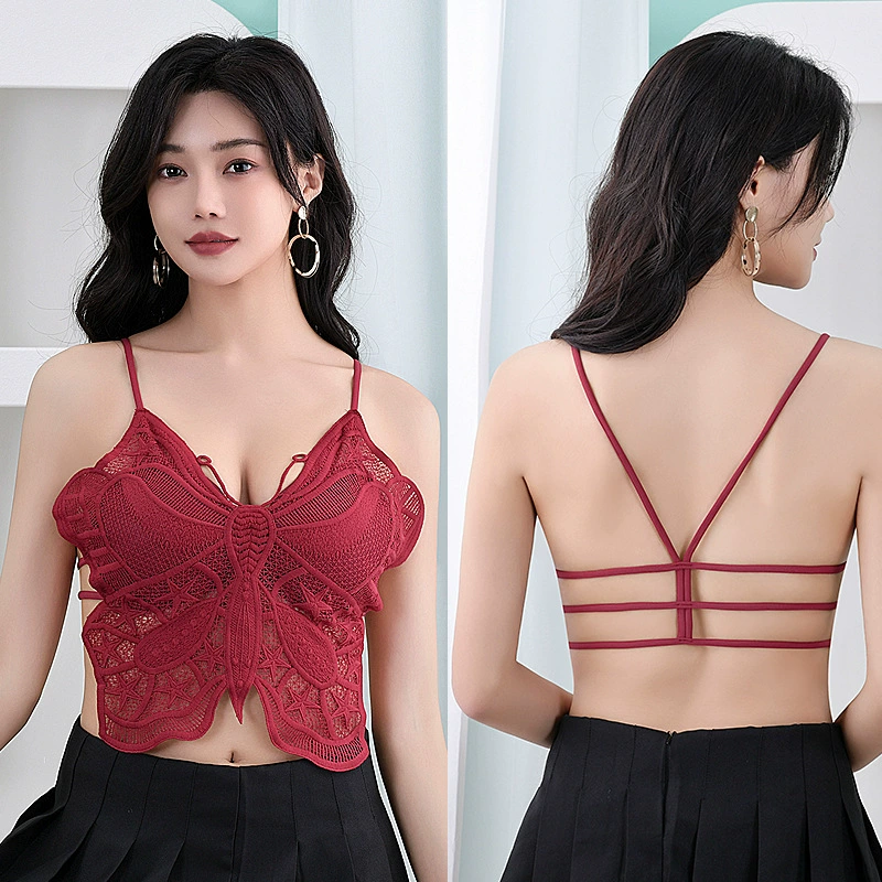 Новый летний кружевной слинг с красивой спиной на груди, французский V-образный крест, красивая нижнее белье сзади для женщин