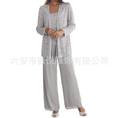 2026 New Model Aliexpress Foreign Trade Fashion Suit Dress Lace Mother's Dress Banquet Daily Wedding Evening Dress