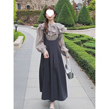 法式轻熟风洋气套装裙2025早秋新款荷叶边衬衫上衣背带裙两件套女
